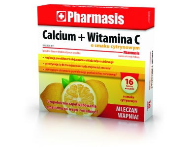 CALCIUM + WITAMINA C o smaku cytrynowym Pharmasis